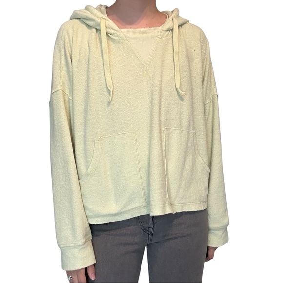 Free People Oversized Hoodie Sweatshirt Green Terry Cloth Beach Size Small - Picture 6 of 6